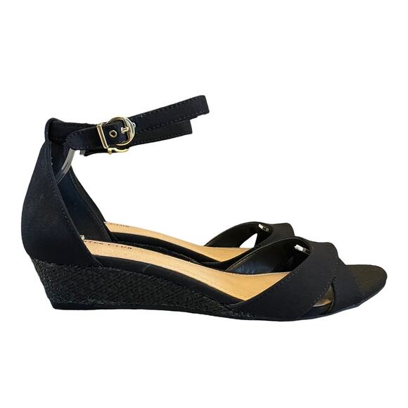 NEW Women's Charter Club Toniie Wedge Sandals Pumps Black Suede 7M - Picture 1 of 10